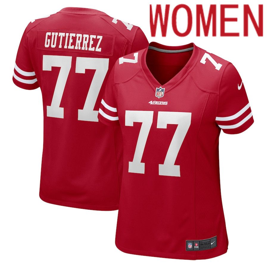 Women San Francisco 49ers #77 Alfredo Gutierrez Nike Scarlet Game NFL Jersey->women nfl jersey->Women Jersey